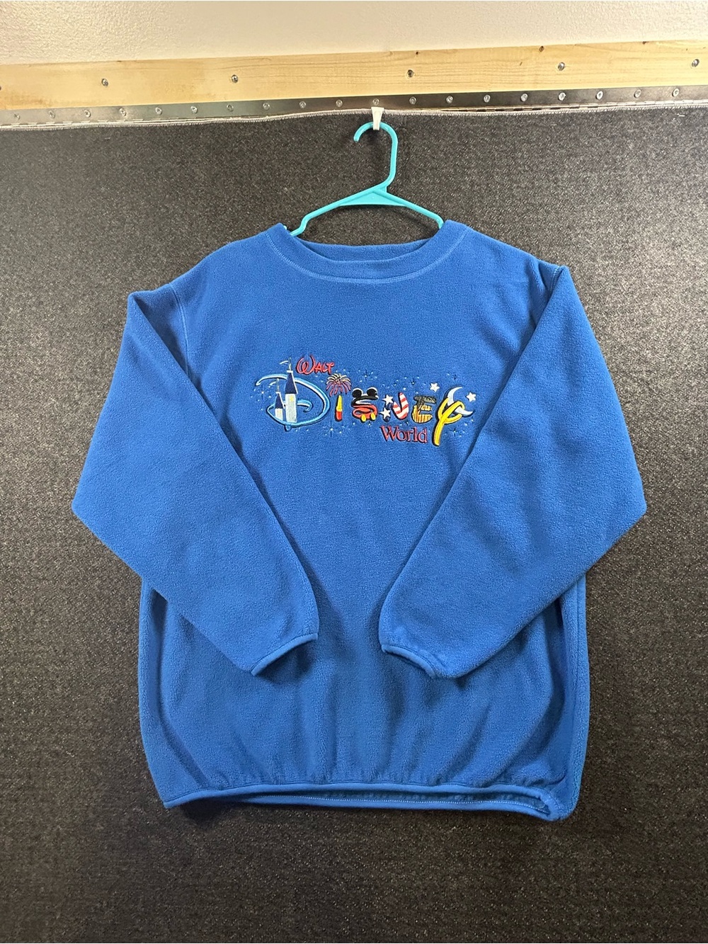 Walt Disney World Fleece Sweatshirt Crewneck Small Blue Mickey Mouse VTG